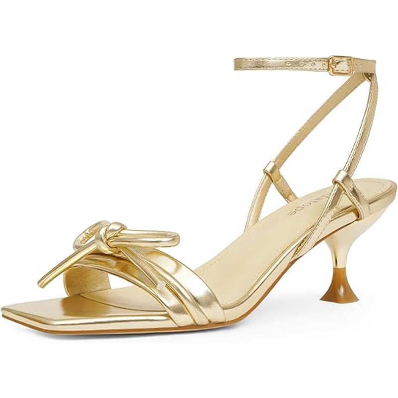 Modatope Womens Size 11 Shiny Gold Open Toe 3" Heel Ankle Strap Sandal Shoes