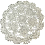 5 Handmade Half Moon Christmas Poinsettia Cotton Fabric Placemants Lace Doily