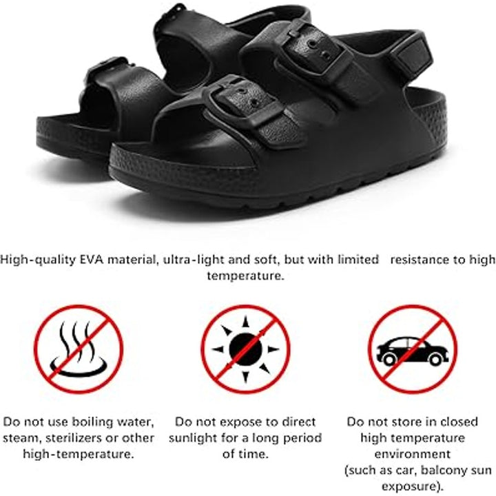 ChayChax Boys Size 13 Black Double Buckle Hook Loop Strap Water Sandals Shoes