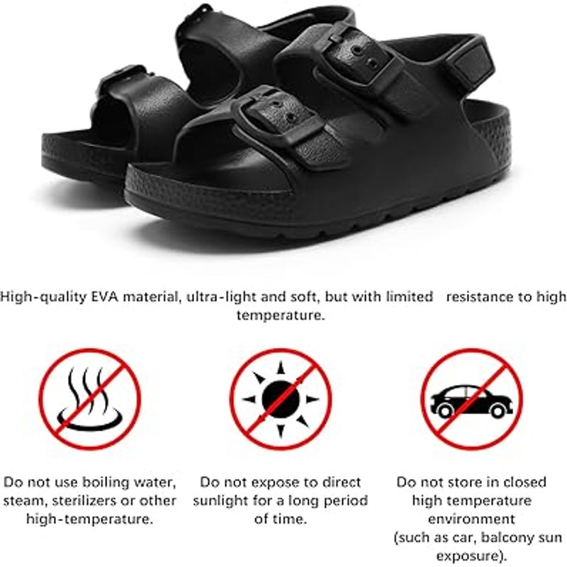 ChayChax Boys Size 13 Black Double Buckle Hook Loop Strap Water Sandals Shoes