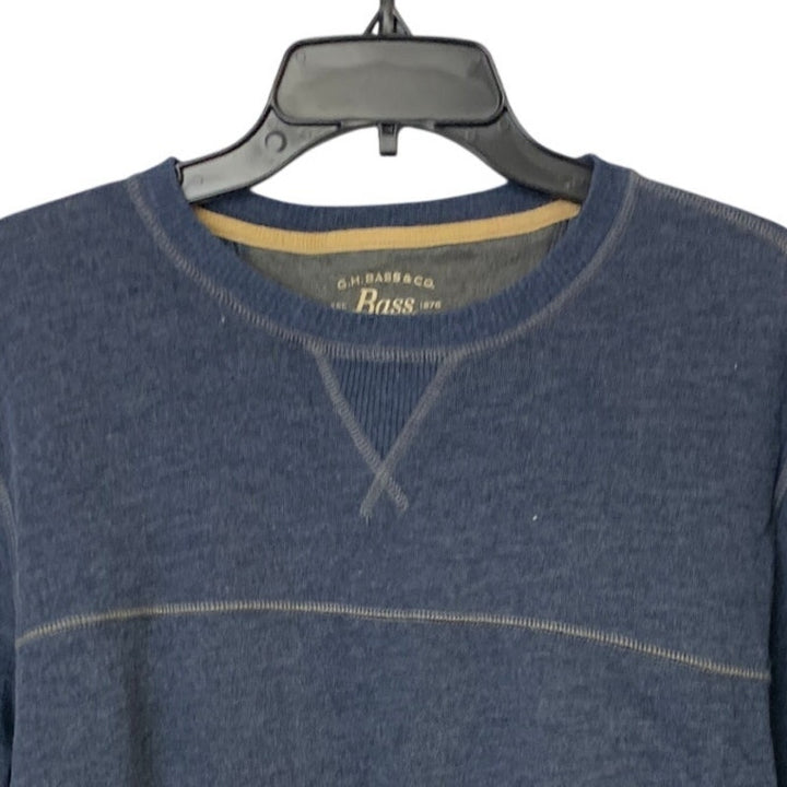 GH Bass &amp; Co Mens Large Blue Polycotton Long Sleeve Crew Neck Sweatshirt EUC