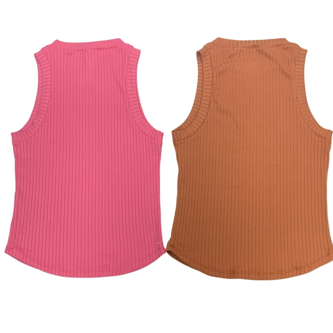 2 New American Eagle Womens Medium Ribbed Sleeveless Crew Neck Tank Tops