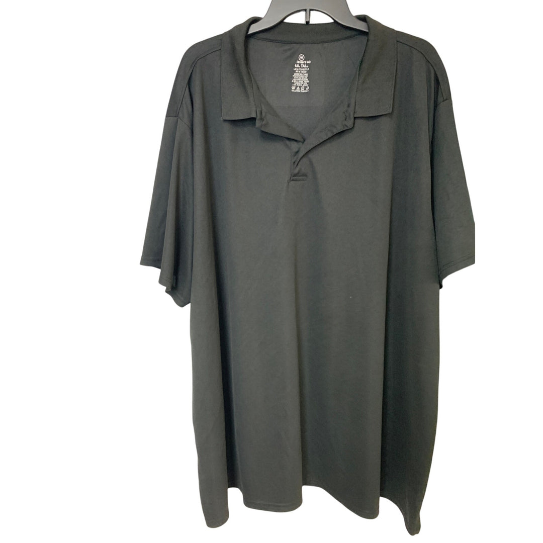 2 Real Essentials Mens 4XLT 100% Polyester Black Blue Short Sleeve Polo Shirts