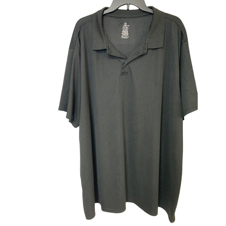 2 Real Essentials Mens 4XLT 100% Polyester Black Blue Short Sleeve Polo Shirts