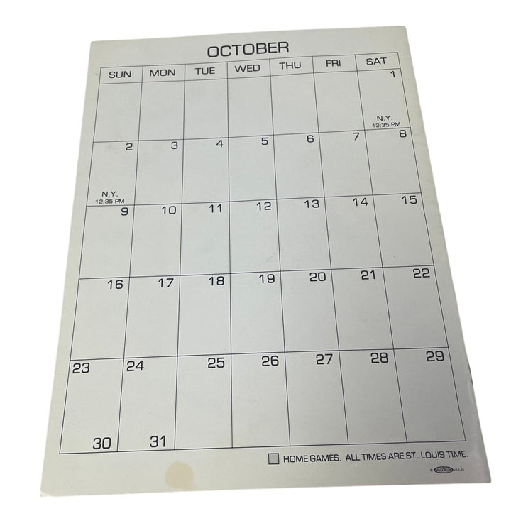 Vintage 1988 St Louis Baseball Cardinals Team Program Book w Calendar
