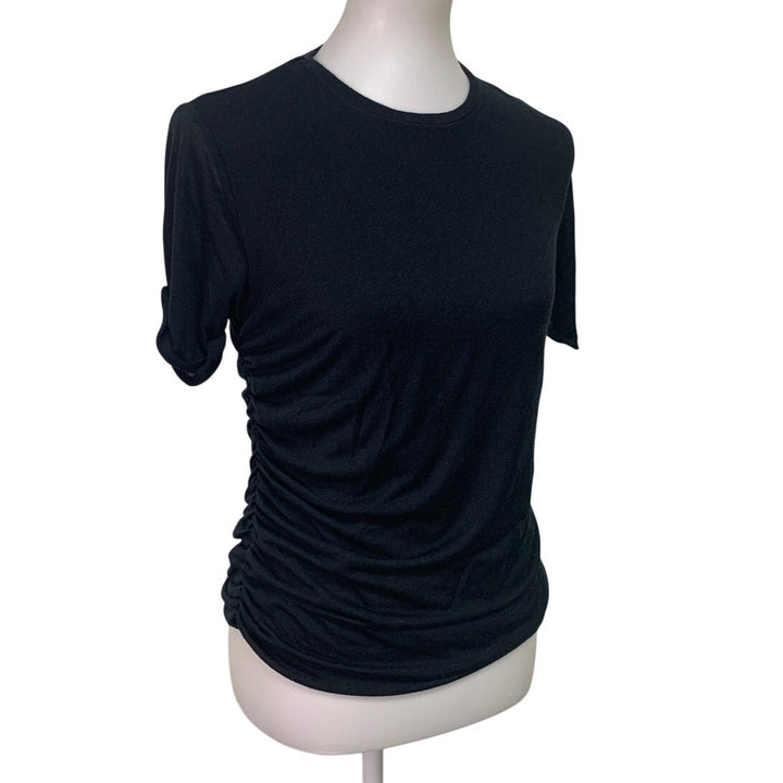 New American Eagle Womens Large Black Rushed Crew Neck Short Sleeve Tee Shirt