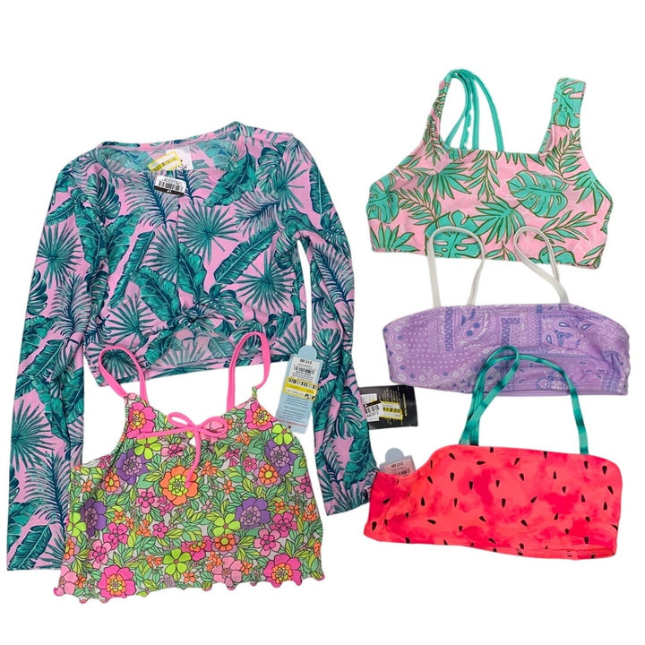 Lot of 5 Art Class Cat &amp; Jack Girls Medium Floral Tropical Bikini Swim Tops ONLY