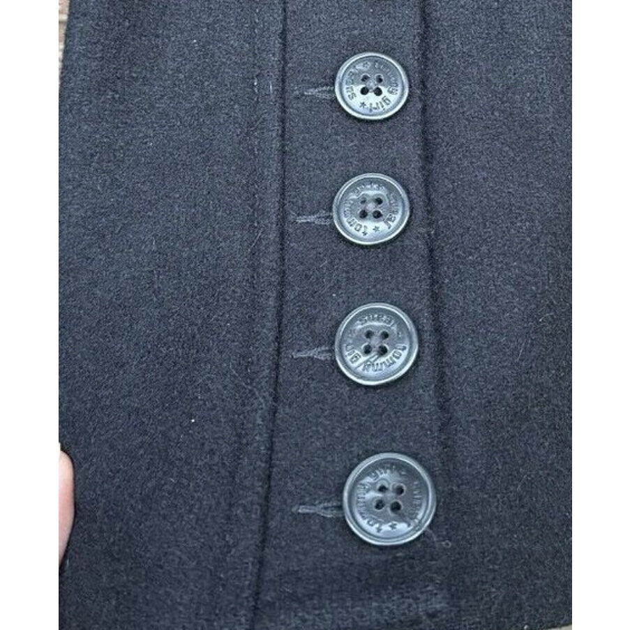Tommy Hilfiger Womens Medium Black Double Breasted Polyester Wool Blend Pea Coat