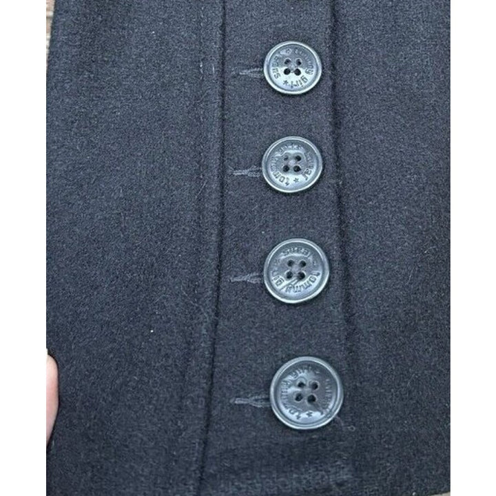 Tommy Hilfiger Womens Medium Black Double Breasted Polyester Wool Blend Pea Coat