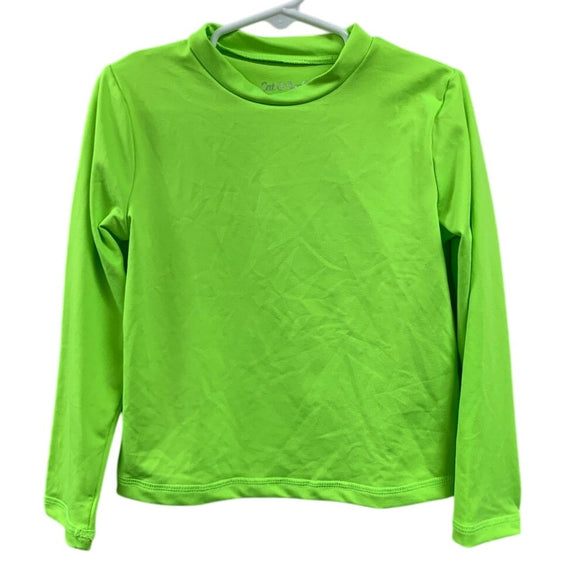 New Cat & Jack Boys XS (4/5) Long Sleeve Neon Green UPF 50+ Swim Swimming Shirt