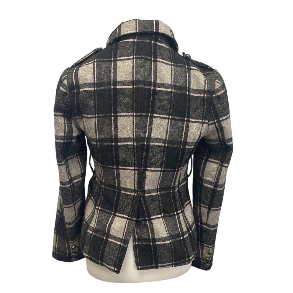 XXI Forever 21 Womens Medium Wool Blend Plaid Fully Lined Winter Pea Coat