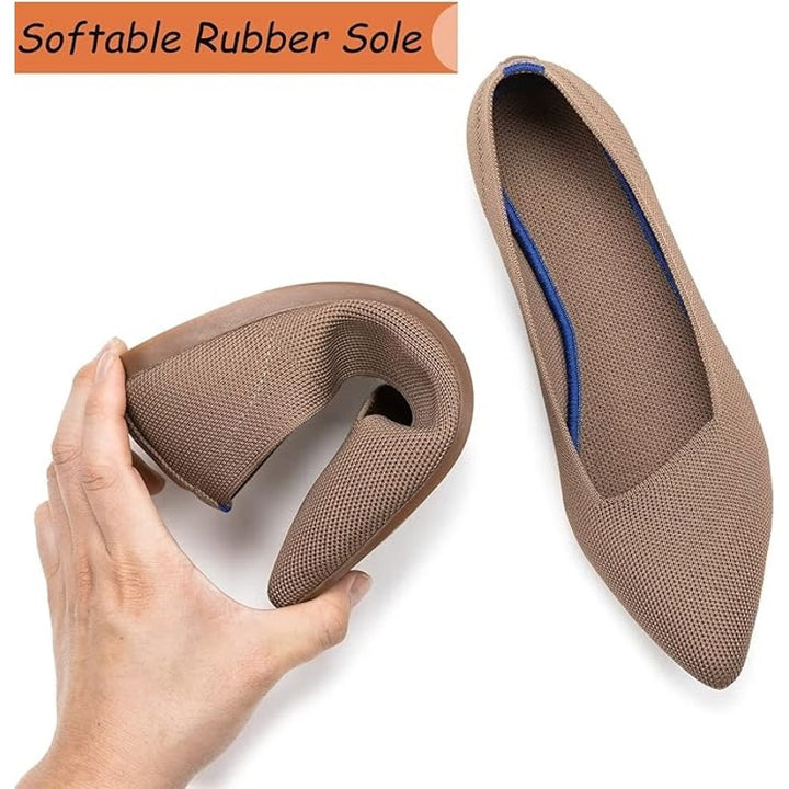 New Frank Mully Womens Size 6 Brown Knit Pointed Toe Slip On Comfort Flats Shoes