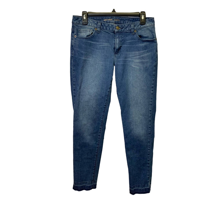 Michael Kors Size 6 Izzy Skinny Rough Hem Dark Wash Stretch Denim Blue Jeans