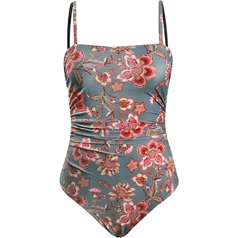 NWT New Cupshe Womens Large Floral Cutout Back Tummy Control One Piece Swimsuit