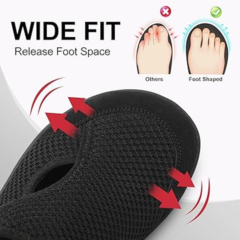 LeIsfIt Womens 10.5 Black Mesh Wide Diabetic Adjustable Barefoot Walking Shoes