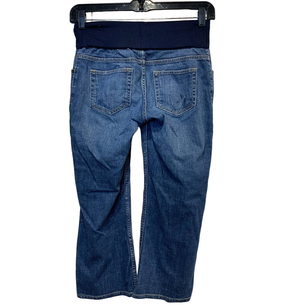 Liz Lange Maternity Size 4 Elastic Stretch Waist Cotton Blend Denim Blue Jeans