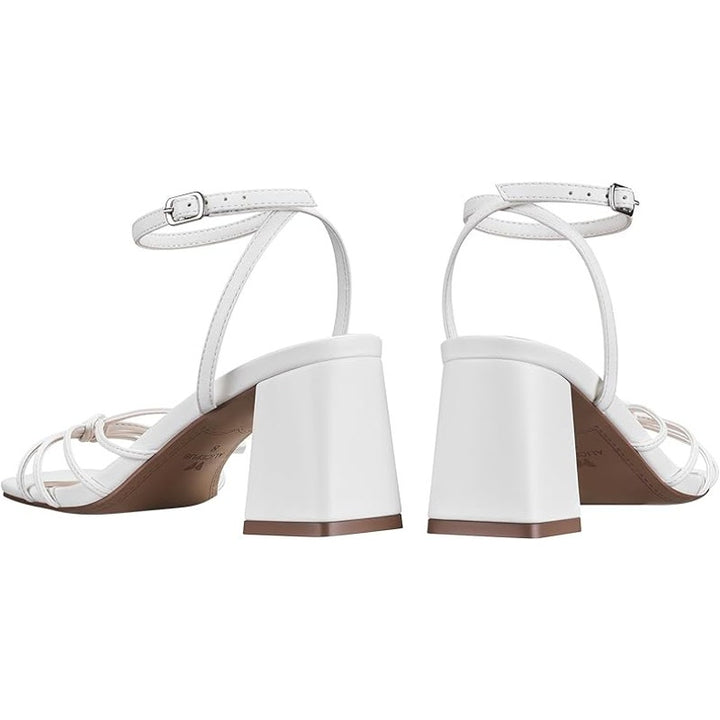 Alice Pub Womens Size 8 White Strappy Open Toe Short Chunky Heels Wedding Shoes