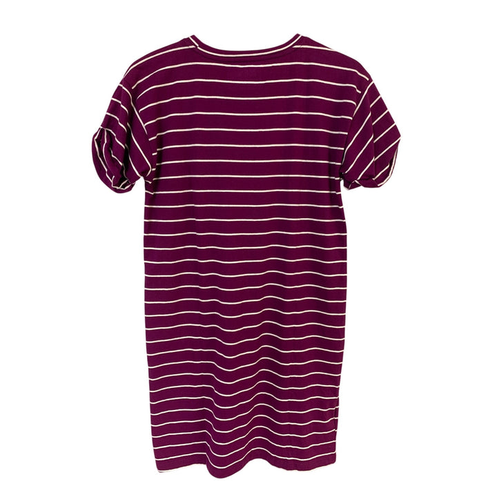 NWT New Eddie Bauer Womens XS Dark Purple Coast Climb Pocket Striped Tee Dress