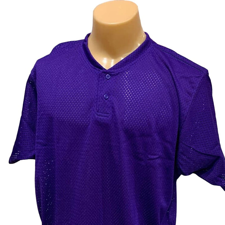 New Tag Team Uniforms Adult Large Purple Lightweight Mesh Button Baseball Shirt