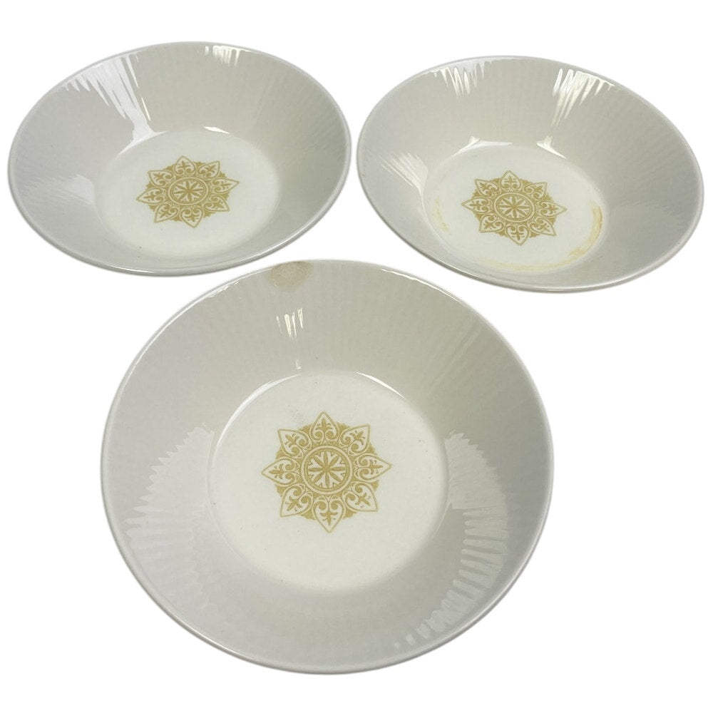3 Vintage 1960s Sheffield Serenade Solid White Gold 5.5" Ceramic Shallow Bowls
