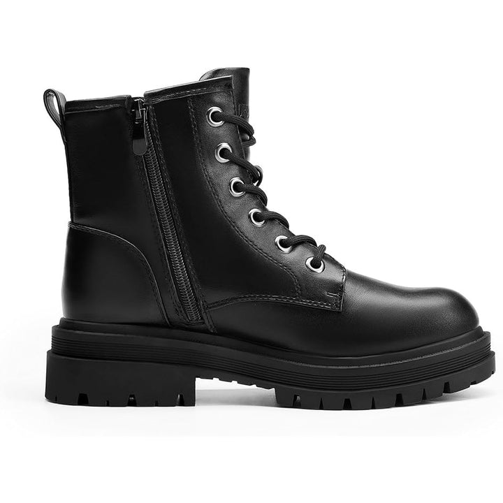 Dream Pairs Womens 6 Black 1.5" Platform Combat Boot Ankle Side Zip Lace Up Shoe