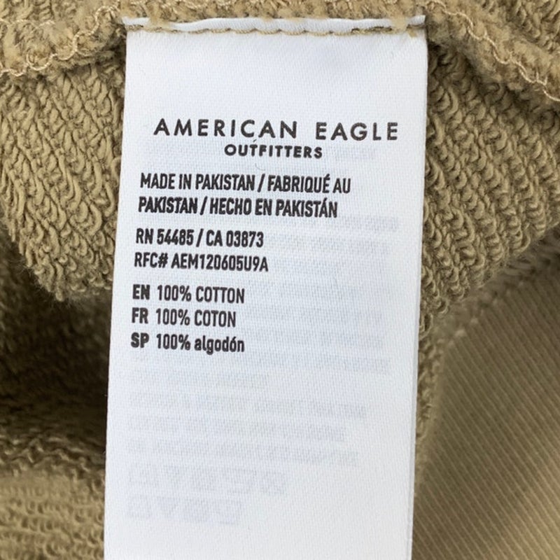 New Hand Printed Mens Medium Brown Hello Fall Long Sleeve AEO Sweatshirt