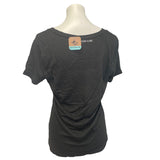 Hand Printed Upcycled Womens Large Saving the Planet is My Superpower V-Neck Tee