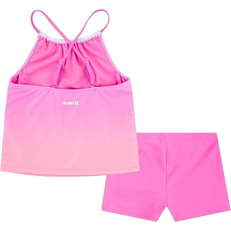 New Hurley Girls Size 3T Pink Purple Boyshort Tankini 2-Piece Swimsuit Swim Suit