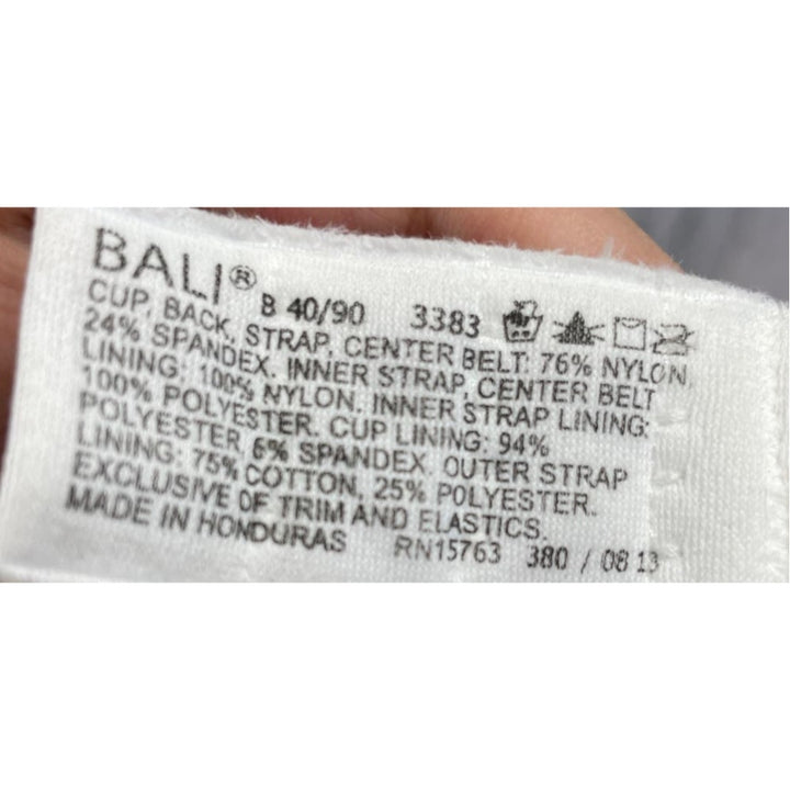 New Bali 38D 2-Hook Style Silky Smooth Lining Underwire Adjustable Bra