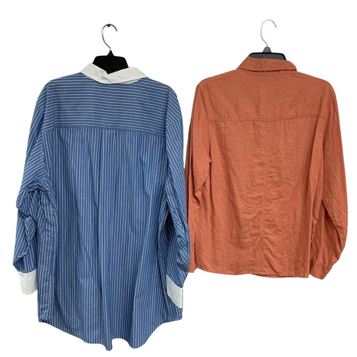 2 New American Eagle Womens Medium Long Sleeve Collared Button Up Shirts