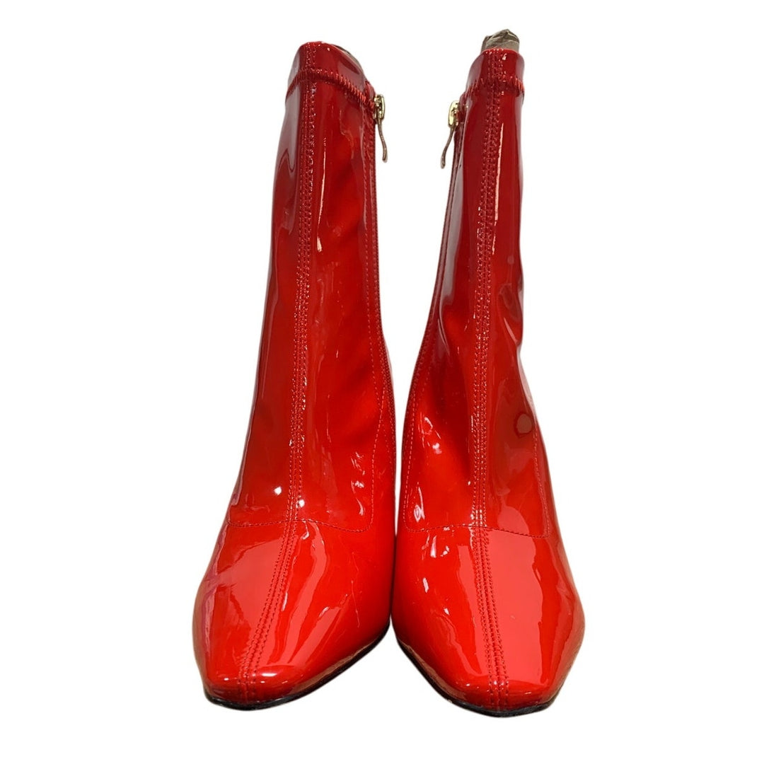Reitoye Womens Size 8 Red 3.5" Metallic Chunky Heel Square Toe Ankle Boot Shoes