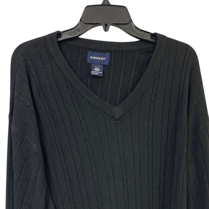 Harbor Bay Mens 3XLT Black Long Sleeve V Neck 100% Acrylic Knit Pullover Sweater