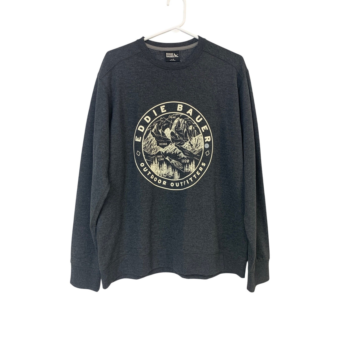 New Eddie Bauer Mens Medium Long Sleeve Camp Fleece Graphic Crew Neck Sweatshirt