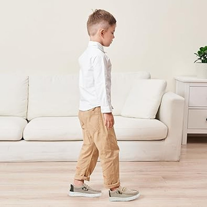 Apakowa Little Boys Size 3 Tan Canvas Faux LaceUp Slip On Casual Loafers Shoes