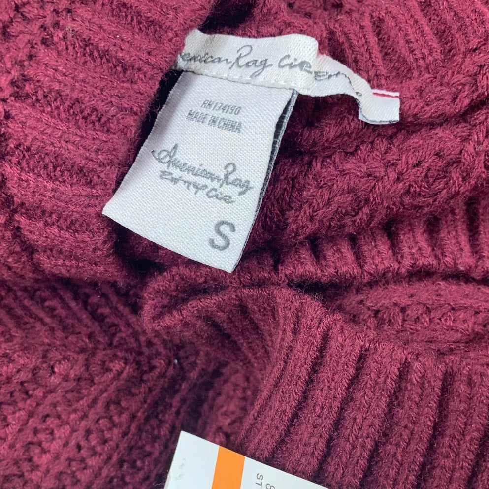 NWT New American Rag Cie Juniors Small Wine Red Long Sleeve Knit Sweater Dress