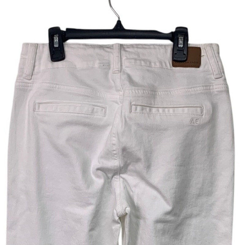 New American Eagle Womens Size 4 White Cotton Blend Stovepipe Crop Denim Jeans
