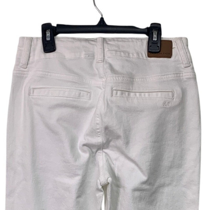 New American Eagle Womens Size 4 White Cotton Blend Stovepipe Crop Denim Jeans