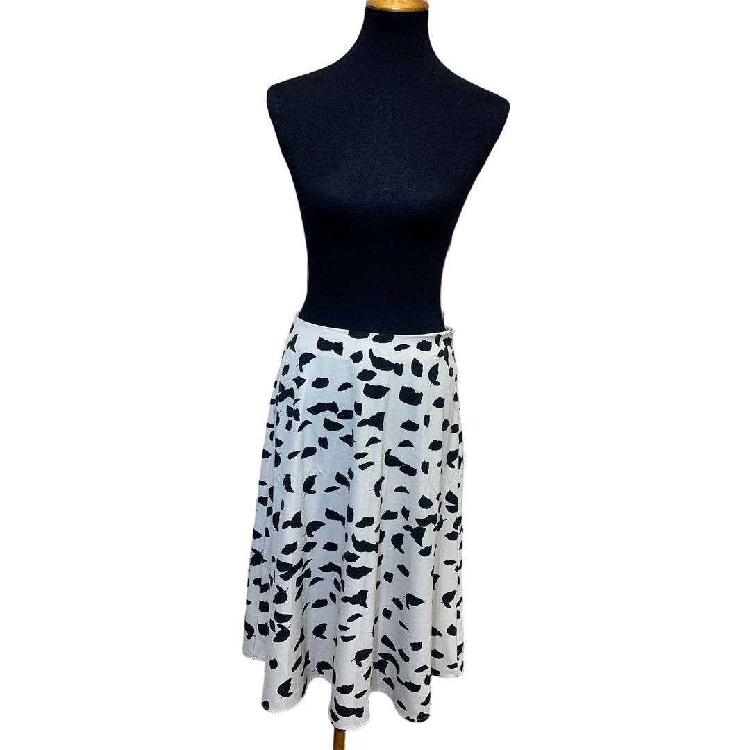 New York &amp; Company Size 6 Polyester Blend Midi Fall Leaf Polka Dot A-Line Skirt