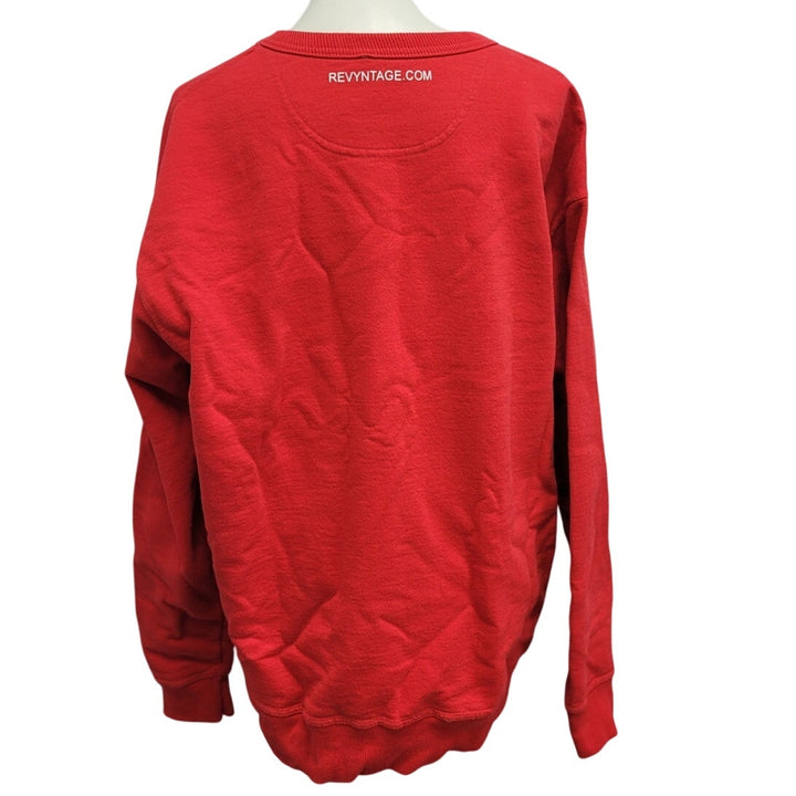 Hand Printed Upcycled Mens XL Saving Planet Superpower Long Sleeve Sweatshirt