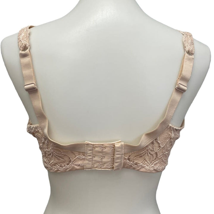 New Bali 40DD Support Lacy Overlay 3-Hook Tan Neutral Underwire Adjustable Bra