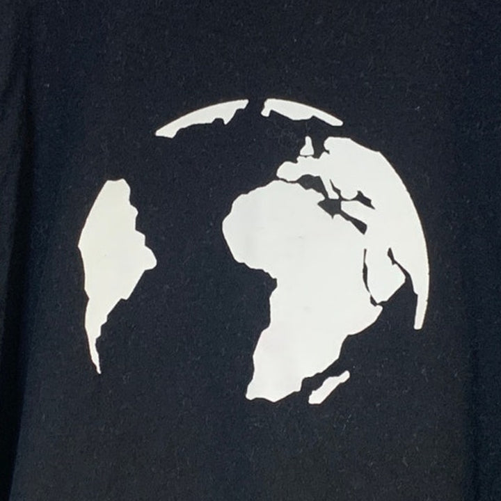 Upcycled Hand Printed Youth Medium Save The Earth World Long Sleeve Tee Shirt