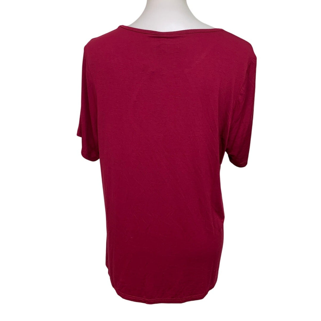 NWT New CCX Womens Plus Size XS/14 Ruby Red Keyhole Front Flowy Stella Tee