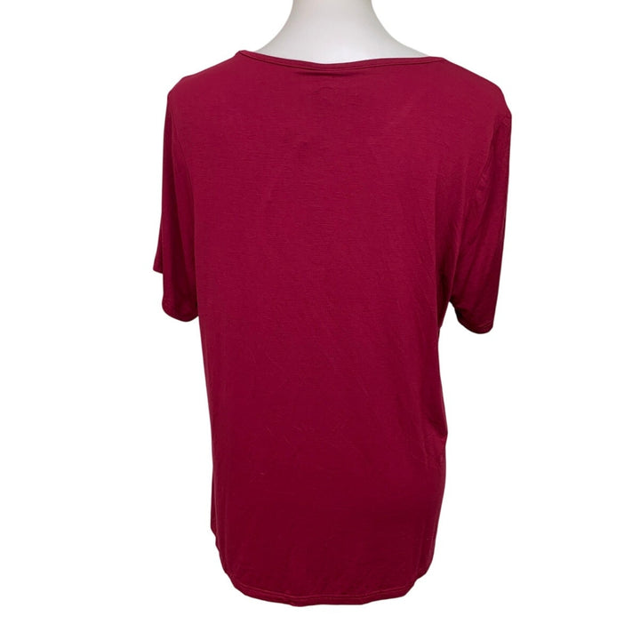 NWT New CCX Womens Plus Size XS/14 Ruby Red Keyhole Front Flowy Stella Tee