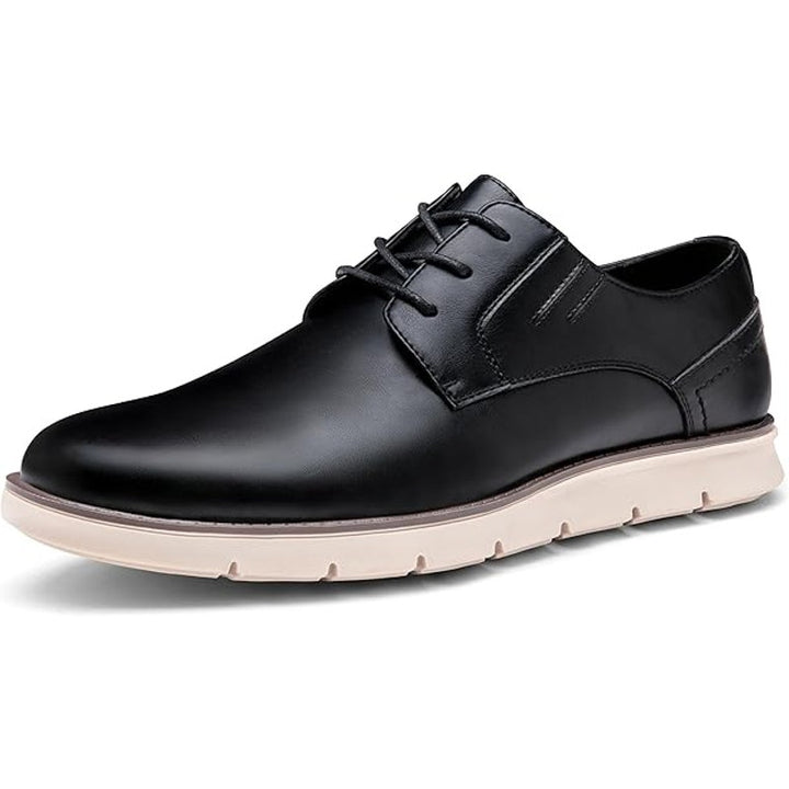 Jousen Mens 10 Black Faux Leather Lace Up Comfort Casual Non Slip Dress Shoes
