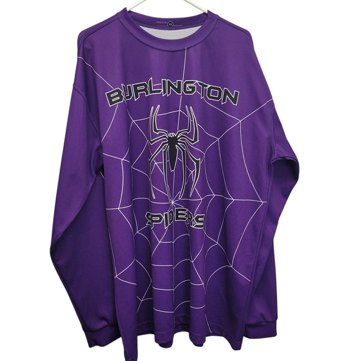 Burlington Spiders Mens 2X Purple Spiders &amp; Web Long Sleeve Crew Neck Jersey