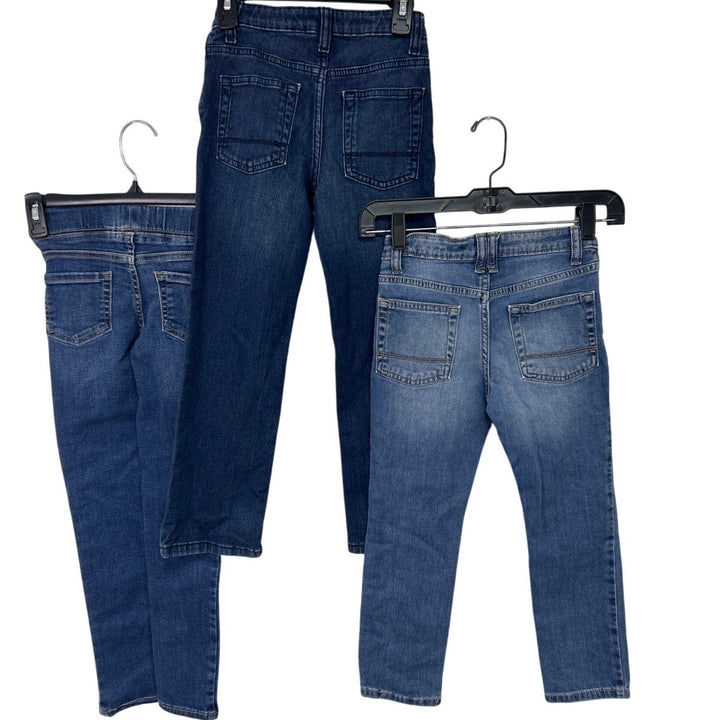 3 New Cat &amp; Jack Girls Size 7 Cotton Blend Stretch Denim Blue Jeans Jeggings