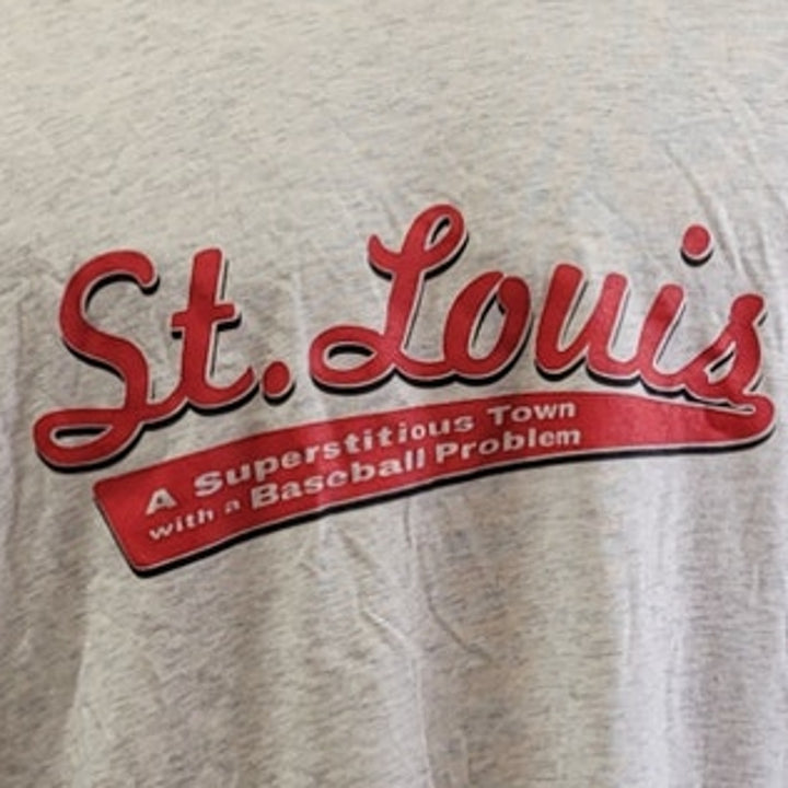 New Hand Printed Mens Medium St Louis Baseball Town 3/4 Sleeve Tee Shirt