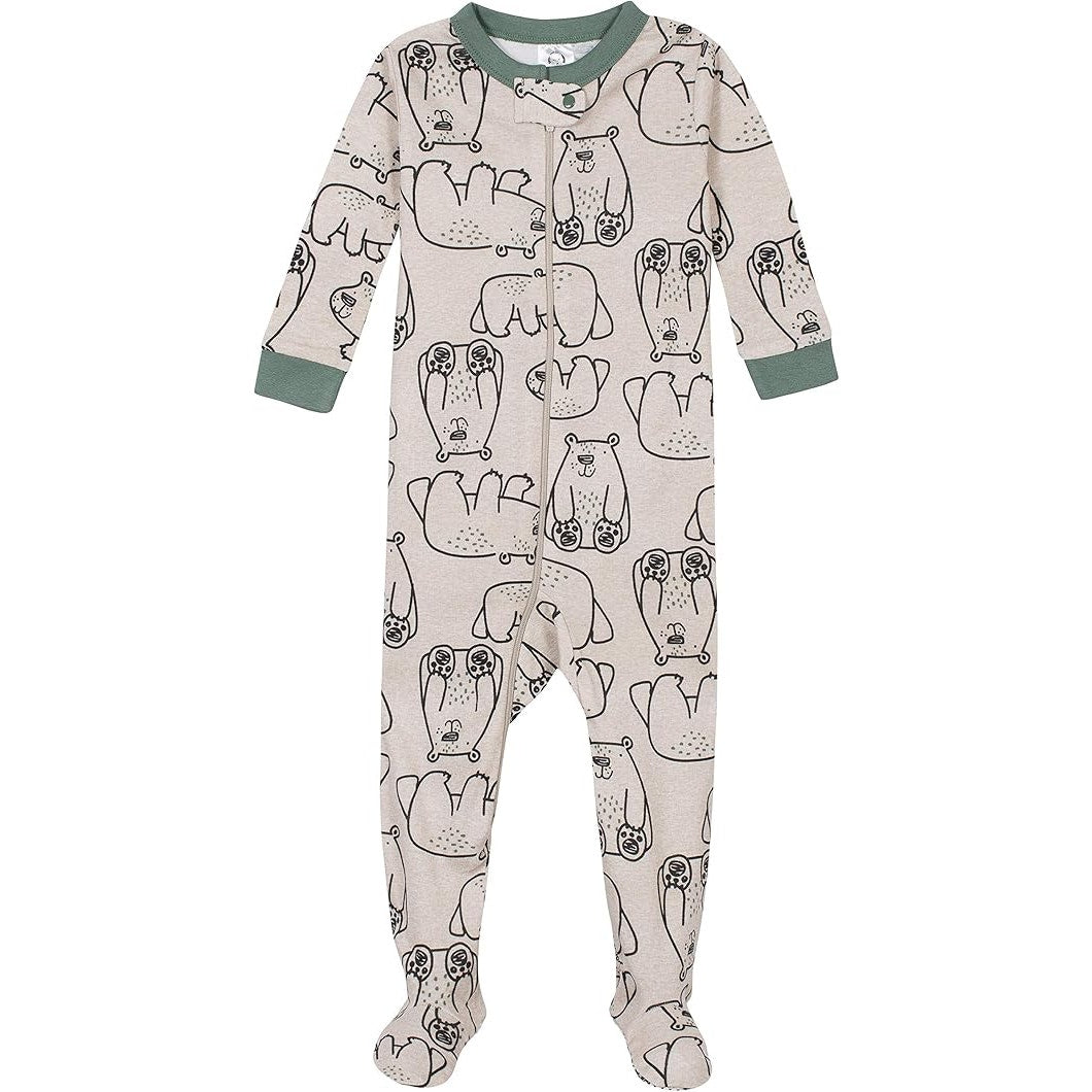 New 4-Pack Gerber Baby Boy Size 9 Months Brown Dog Truck Bear Footed Pajamas