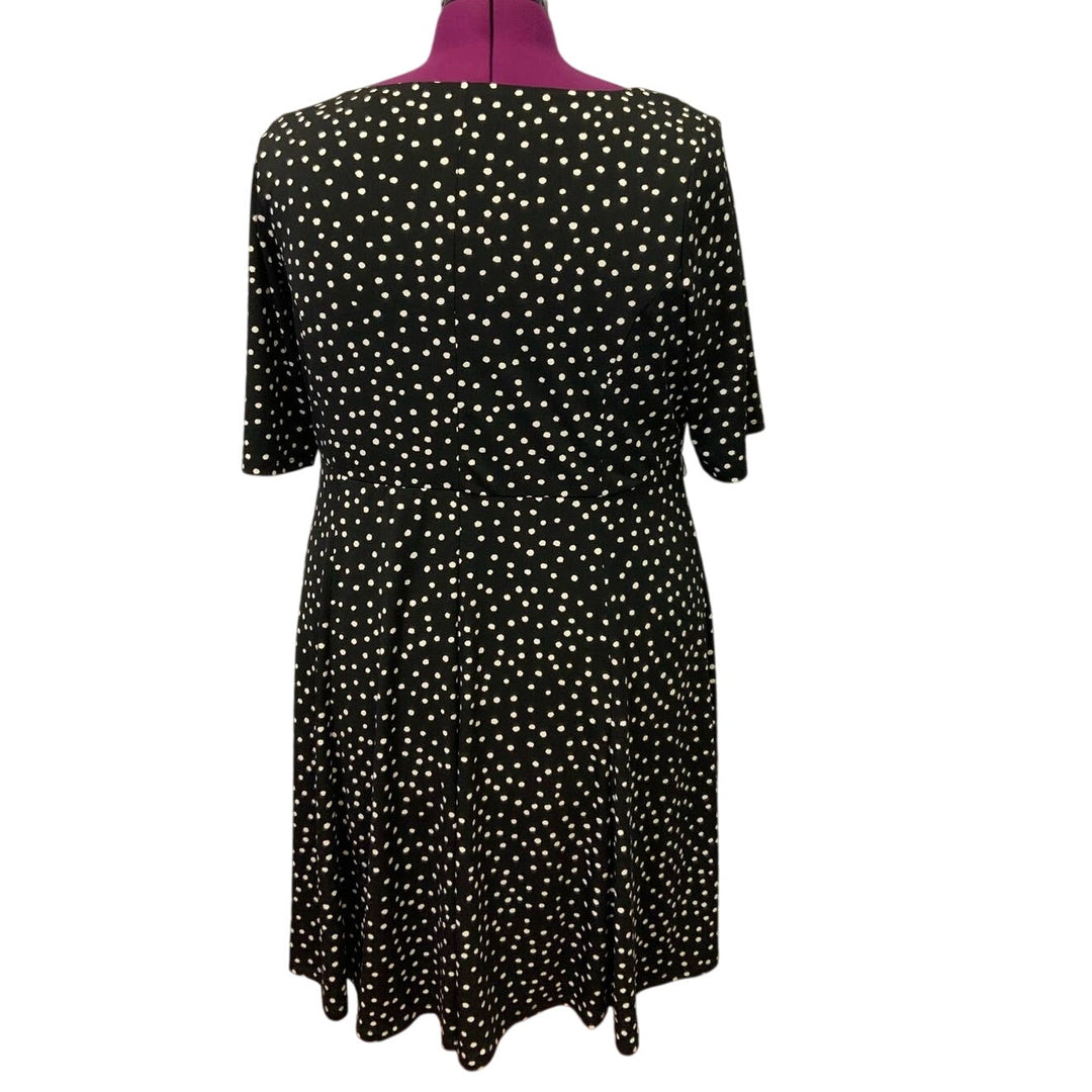 Charter Club 1X Half Sleeve Polka Dot Matching Belt Below The Knee Flowy Dress