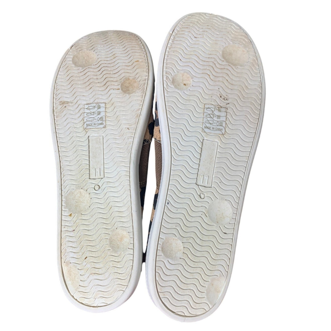 Funky Monkey Women Size 11 Tan Leopard Spot Slip On Low Top Canvas Sneaker Shoes